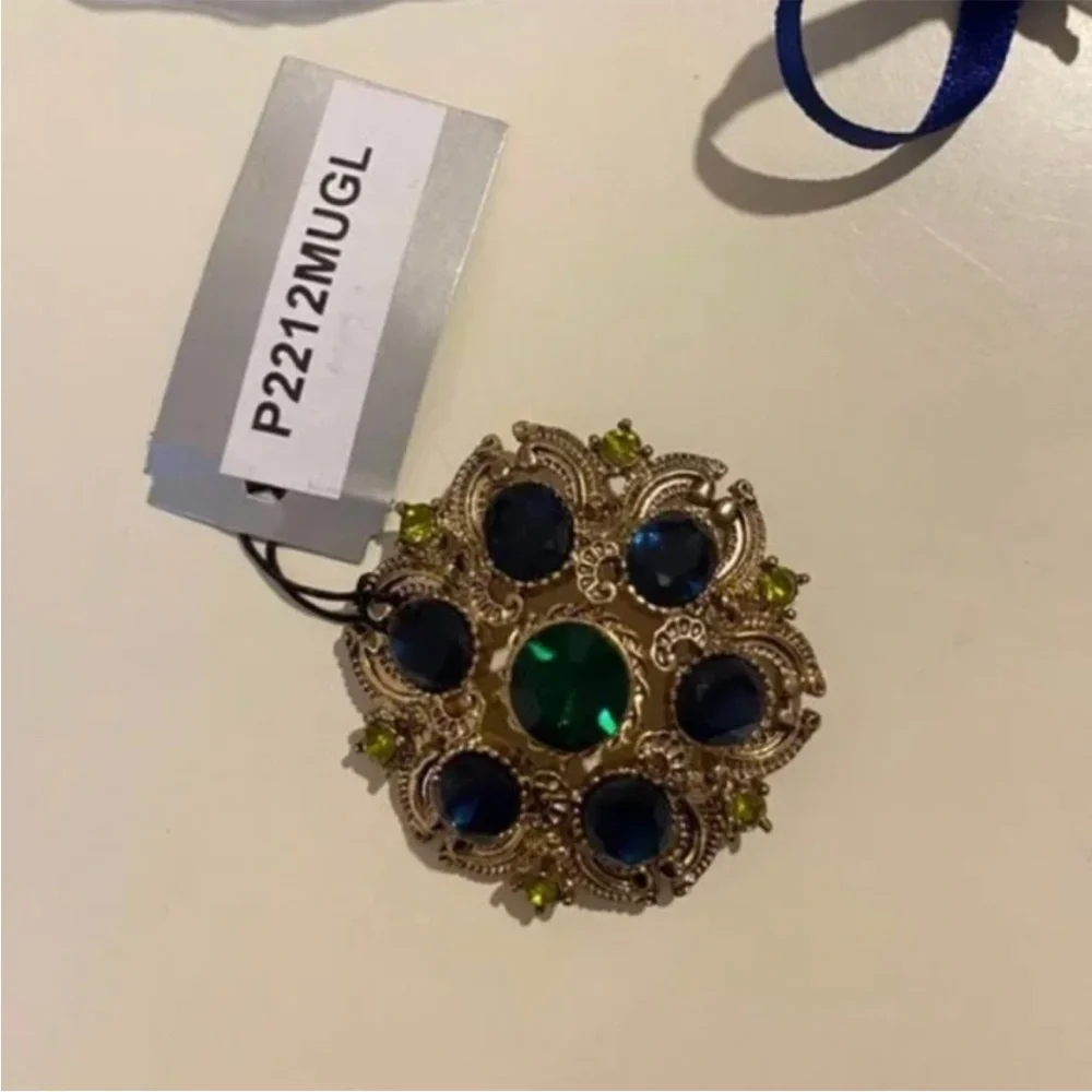 Green & Blue Gem Stone Neiman Marcus Brooch [NEW]